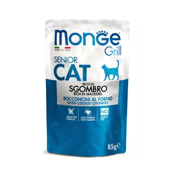 Monge Grill Chunkies Senior Cat - Hrana umeda super-premium - Macrou - 85g