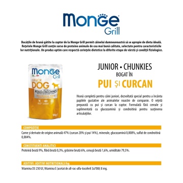 Monge Grill Junior - Hrana umeda super-premium - Pui si Curcan - 100g - Img 2