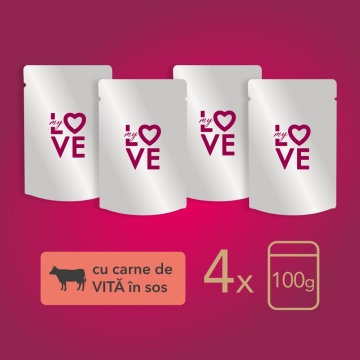 My Love - Hrana umeda completa pentru caini - Vita - Set 4x100g - Img 6