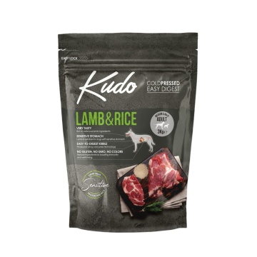 Kudo Adult Mediu-Maxi Sensitive - Hrana uscata, presata la rece - Miel si Orez - 3kg
