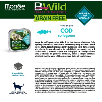 Monge BWild Pate Cat - Hrana umeda super-premium - Cod - 100g - Img 2