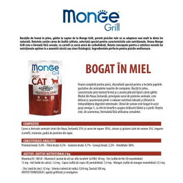 Monge Grill Chunkies Cat - Hrana umeda super-premium - Miel - 85g - Img 2