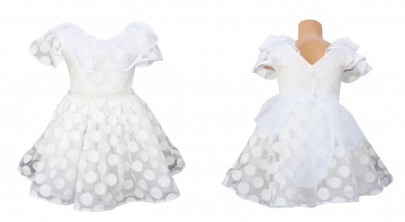Rochie Miss Mignon, cu buline Alba - 1-10 ani
