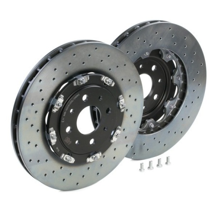 Dischi freno compositi su campana ANTERIORI 305x28mm, disegno forato 500 595 695 Abarth (Impianto Brembo) - Img 2