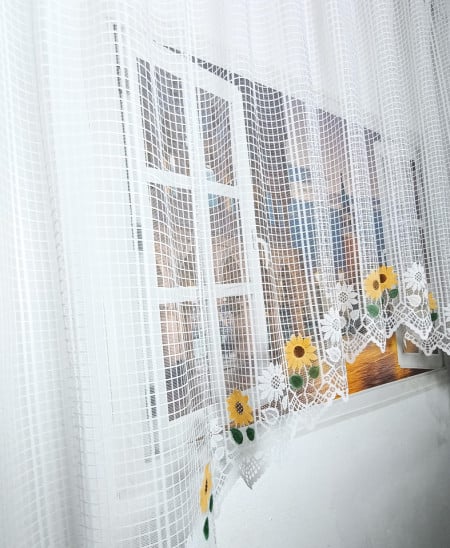 Perdea cu bolta 8211066 alba, 3.15 ml / H 1.90, floarea soarelui - Img 2