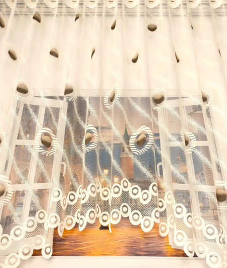 Perdea cu bolta, model T-S-98 CREM, 3.20 ml x H 1.85, CU REJANSA - Img 2