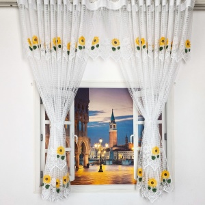 Set perdea 51136 ALB, confectionat cu rejansa