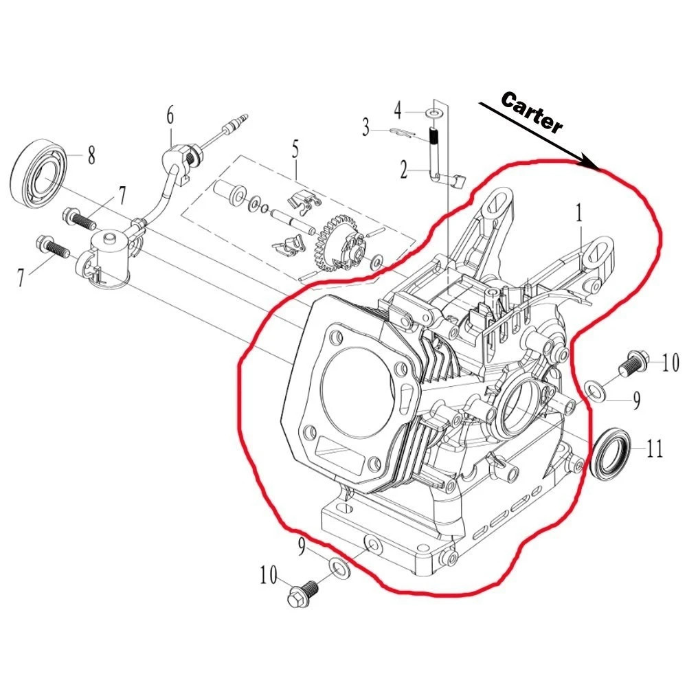 Carter motor 170F , compatibil piston 70 mm, pentru motosapa 7 CP