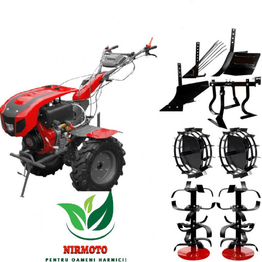 Motocultor WEIMA WM1100BE(KM) diesel 12CP pornire la cheie 6 viteze + plug arat, roti metalice, prasitoare, rarita reglabila,plug cartofi.