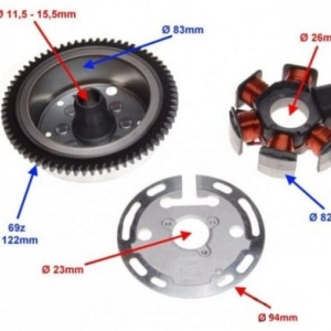 Volanta + Magnetou scuter Aprilia AM6 (6 bobine) - Img 3