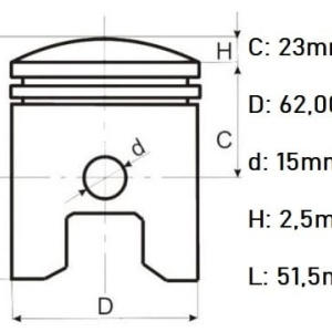 Piston ATV 4T Loncin 150cc Ø 62mm - Img 2