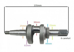 Ambielaj motosapa / motocultor (ax canelat Ø 25mm) 6 - 8 CP