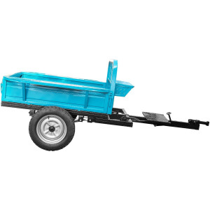remorca motocultor DKD LY 500 albastră basculabilă cu frână de mână și foi de arc