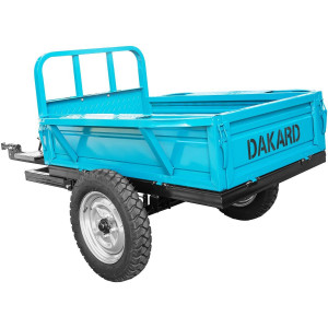 remorca motocultor DKD LY 500 albastră basculabilă cu frână de mână și foi de arc