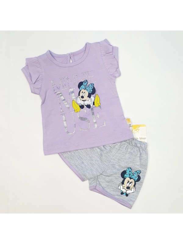 Compleu tricou si pantaloni scurti, Minnie Mouse, MOV, 9-24 luni