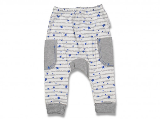 Pantaloni pentru copii cu stelute, Gri, Bumbac 100%, 9-24 luni