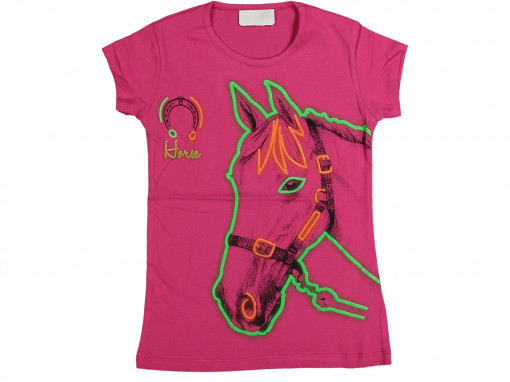 Tricou Roz Inchis, Horse, Pentru Fete, 9-12 ani