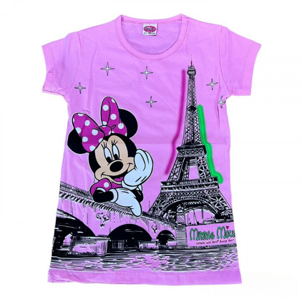 Tricou Roz, Minnie Mouse in Paris, 100% Bumbac, Pentru Fetite, 9-12 ani