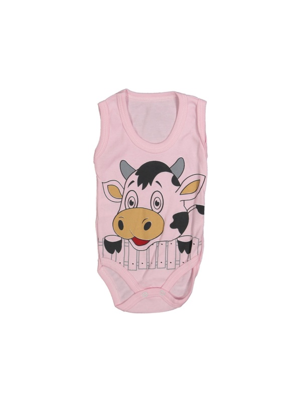 Body Vacuta, Roz, 100% Bumbac, Pentru Bebelusi, 1-12 luni