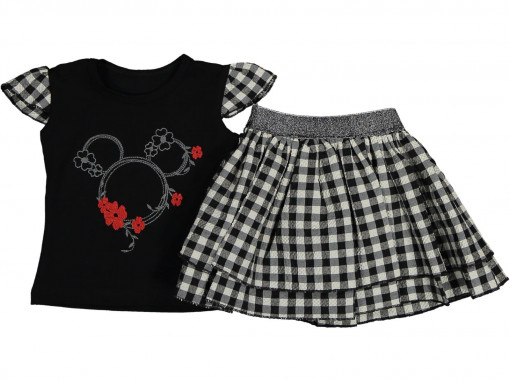 Compleu 2 piese Logo Minnie pentru fetite, Negru