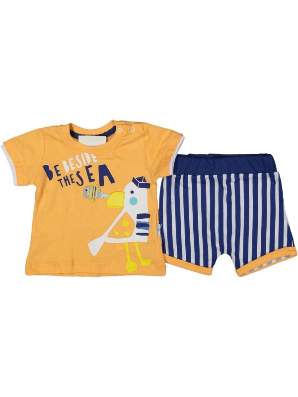 Compleu 2 piese pentru copii BESIDE THE SEA, 100% Bumbac Portocaliu, 9-24 luni