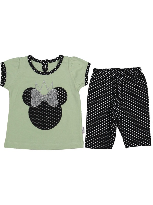 Compleu tricou si pantalon pentru copii, Minnie, verde, 9-24 luni