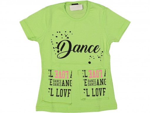 Tricou Dance pentru fetite, 100% Bumbac Verde