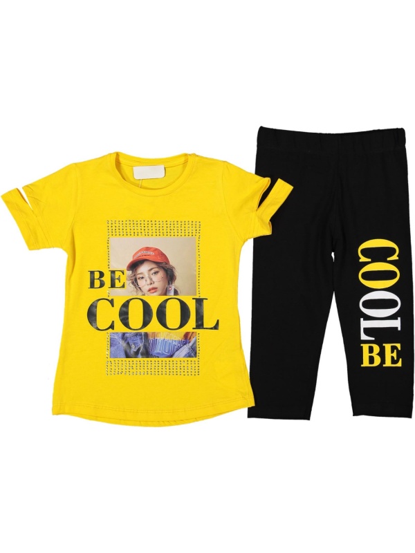 Compleu Galben, Be Cool, 2 Piese, Pentru Fetite, 2-5 ani