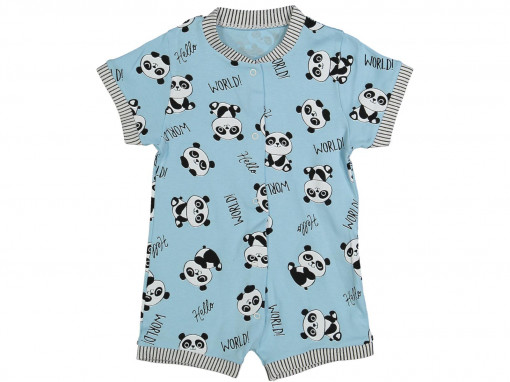Salopeta Albastra, Ursuleti Panda, 100% Bumbac, Pentru Bebelusi, 1-3 ani