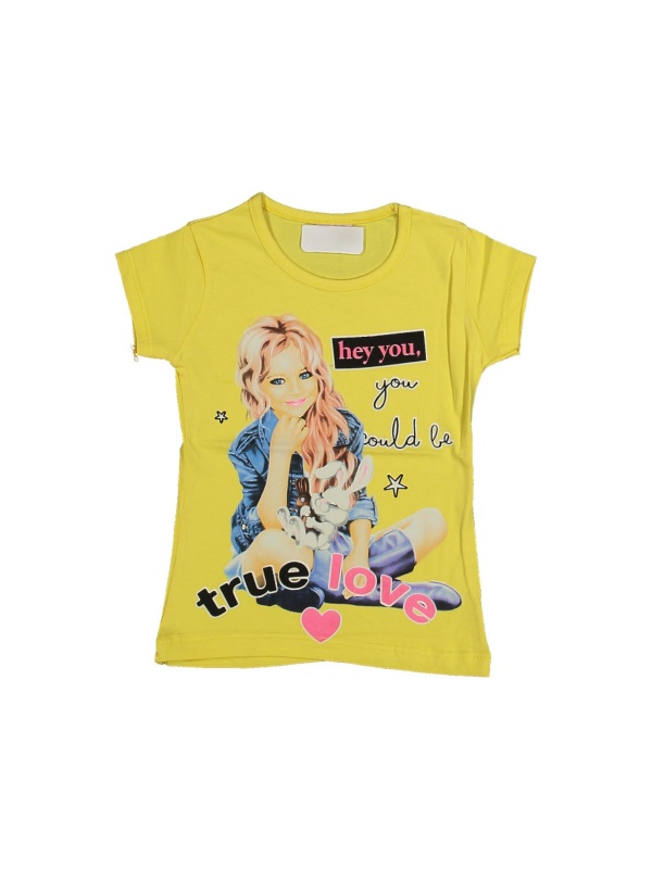 Tricou Hey You, Galben, Pentru Fete, 2-8 ani