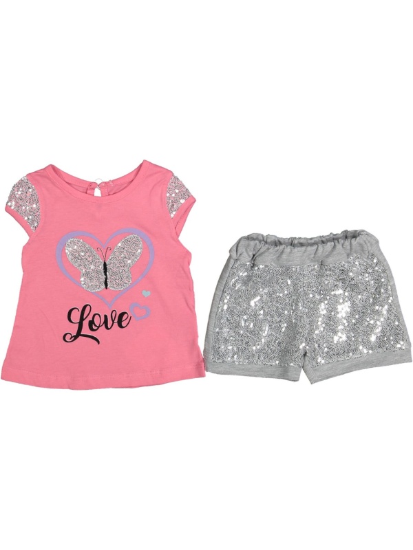 Compleu pentru fetite, love, roz, 9-24 luni