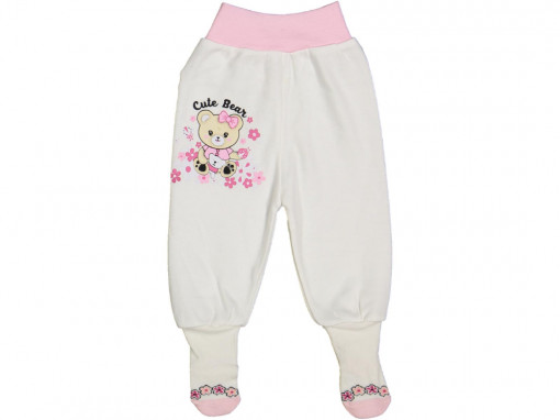 Pantaloni Cute Bear pentru copii, albi, 3-12 luni
