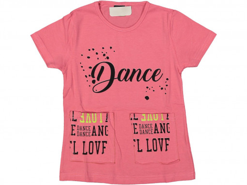 Tricou Dance pentru fetite, 100% Bumbac Roz