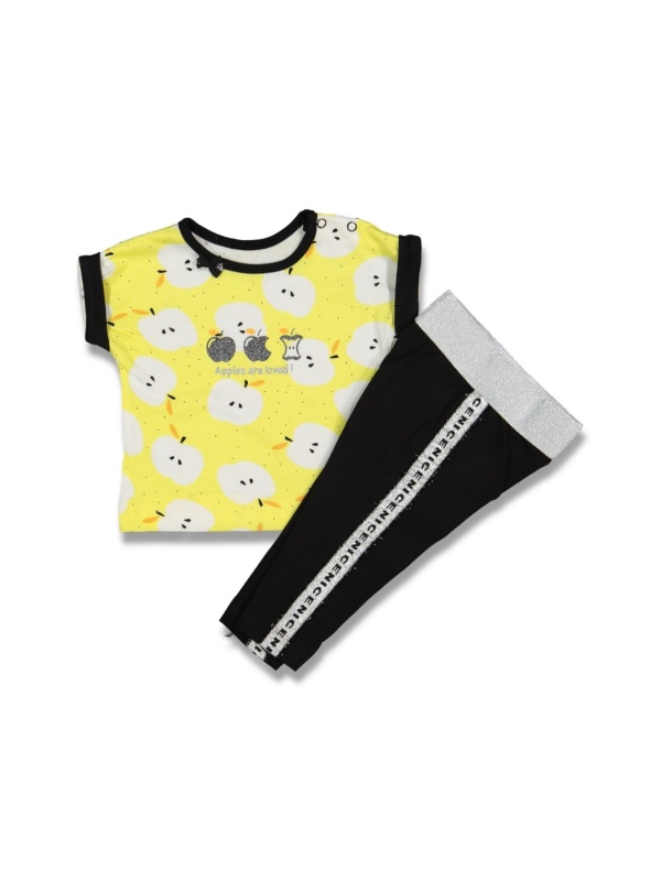 Compleu bluza si pantalon pentru fetite, mar, galben, 6-18 luni