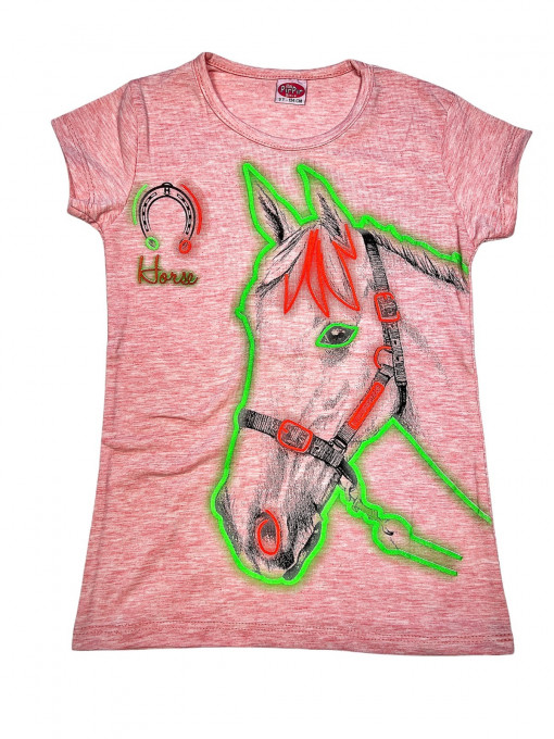 Tricou Horse, Roz, Pentru Fete, 9-12 ani