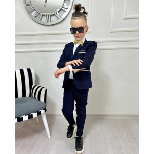 Compleu Luxury Baieti 4 Piese, Sacou, Camasa, Pantalon si Papion, Bleumarin - Img 2