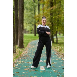 Trening Negru cu Fermoar, 100% Bumbac, Hanorac si Pantaloni, Pentru Mamici - Img 2