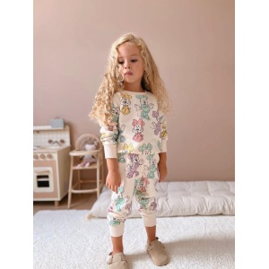 Trening Minnie Mouse Alb, Pentru Fetite, 2 Piese, Hanorac si Pantaloni, 3-8 Ani - Img 2