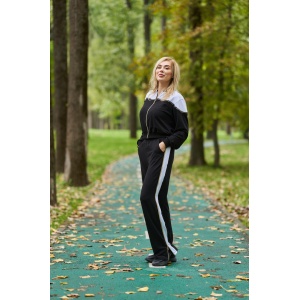 Trening Negru cu Fermoar, 100% Bumbac, Hanorac si Pantaloni, Pentru Mamici - Img 1