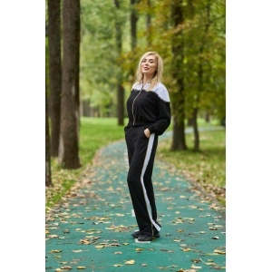 Trening Negru cu Fermoar, 100% Bumbac, Hanorac si Pantaloni, Pentru Mamici