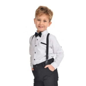 Compleu Alb, 2 piese, Camasa si Pantaloni, Pentru Baietei, 1-8 ani