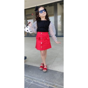 Compleu Bluza si Fusta pentru fete, Rosu