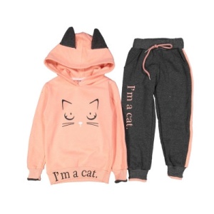 Trening Vatuit Pisicuta, Bluza si Pantaloni, Pentru Fete, Roz, 2-5 ani