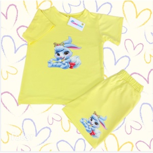 Compleu Galben, Pentru Mamici, Tricou si Pantaloni Scurti