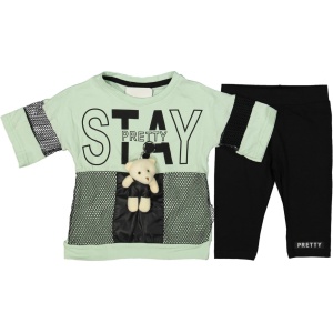 Compleu Stay Pretty pentru fete, 100% Bumbac Verde, 6-9 ani
