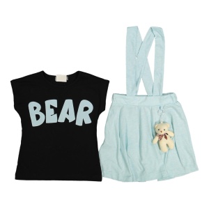 Compleu 2 piese BEAR pentru fetite, Albastru, 4-8 ani