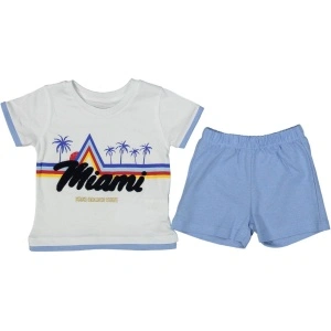 Compleu 2 piese pentru copii MIAMI, 100% Bumbac Albastru, 6-24 luni