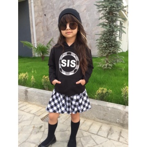 Compleu fetite Sis,bluza,fusta,caciula,bumbac, 3-8 ani