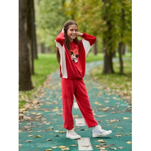 Trening Minnie si Mickey Mouse Rosu, Catifea Super Soft, Fete 2-12 Ani
