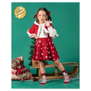 Compleu Joy, Rosu, 2 Piese, Rochita si Pelerina, Pentru Fete, 2-5 Ani